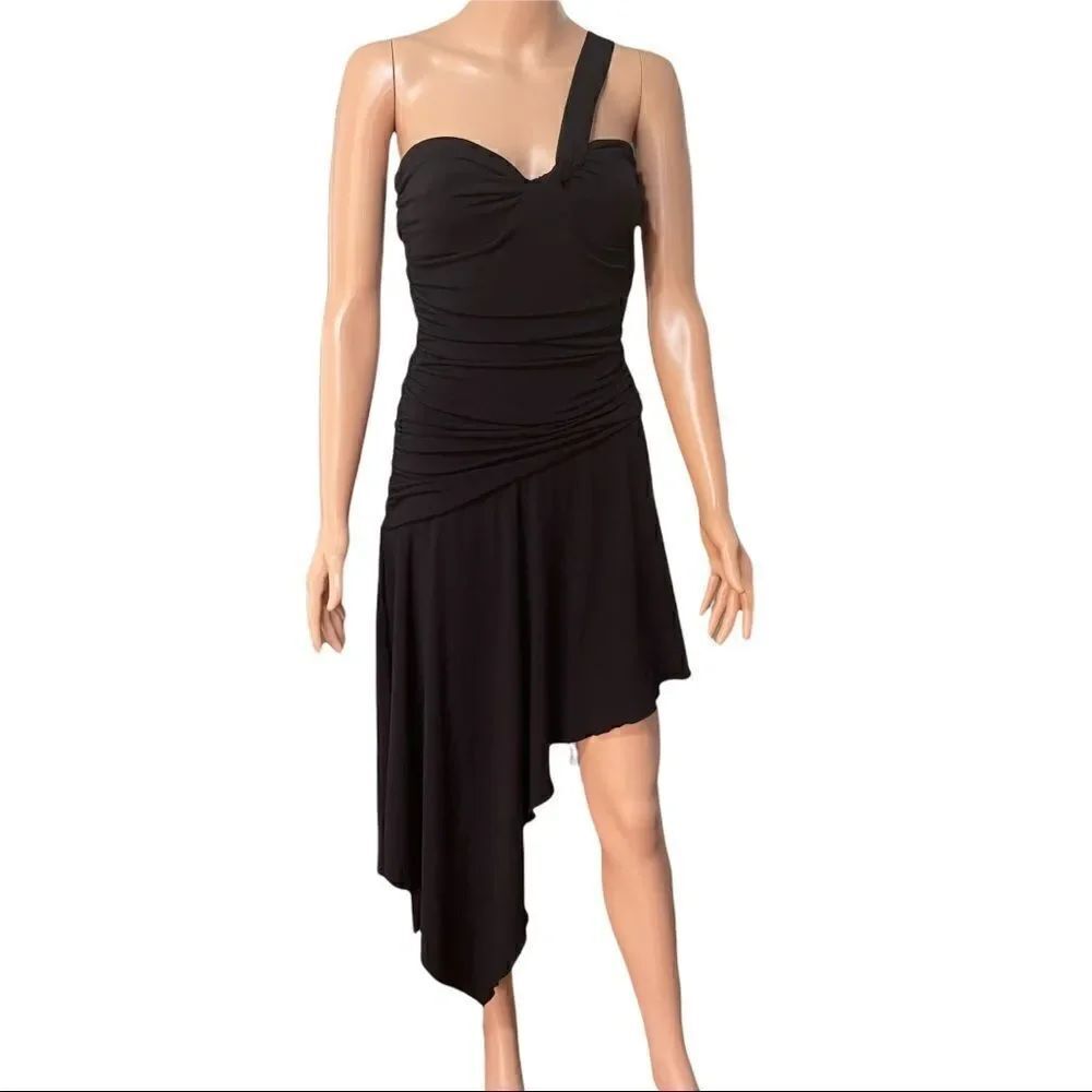 Charlotte Russe One Shoulder Strap Asymmetrical Ruched Dress MEDIUM